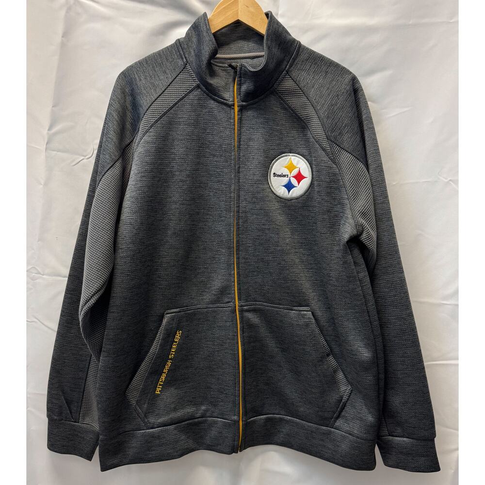 Mens NFL Pittsburgh Steelers Full Zip Jacket Size XL Gray Football Athletics